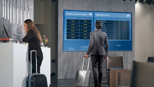 philips unite digital led video wall in hotel reception
