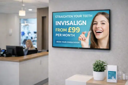 Invisalign promotion at dental reception using iiyama digital signage display