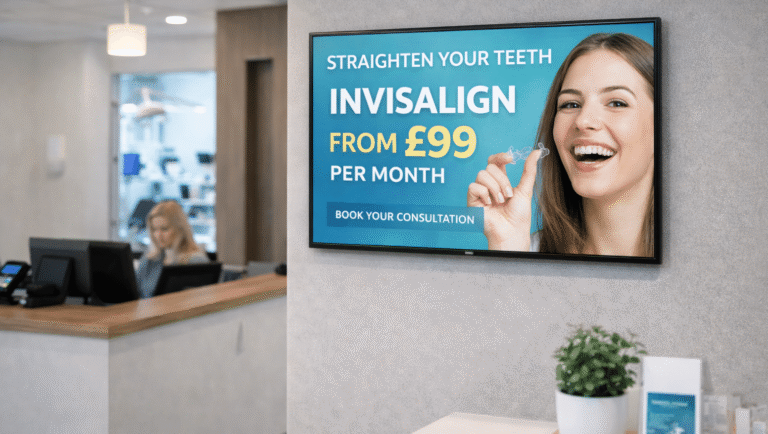Invisalign promotion at dental reception using iiyama digital signage display