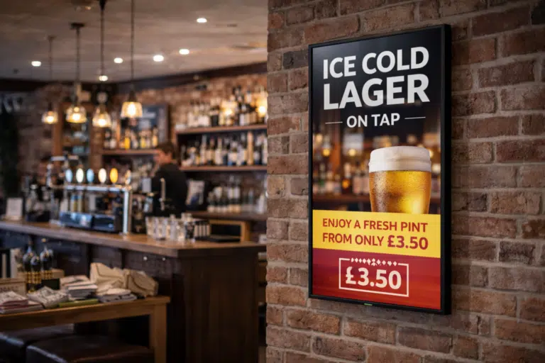 Pub iiyama digital screen with beer advert
