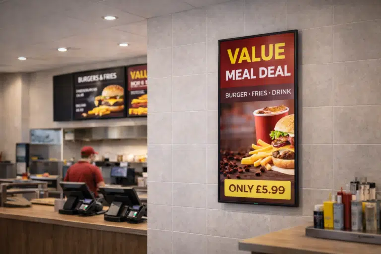 Value meal deal on iiyama digital display screen