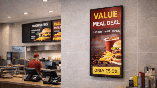 Value meal deal on iiyama digital display screen