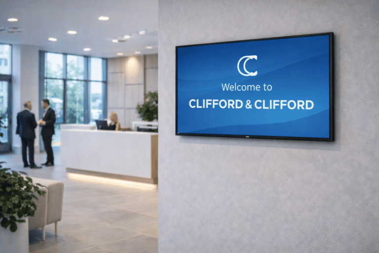 Corporate reception with iiyama 500 digital display