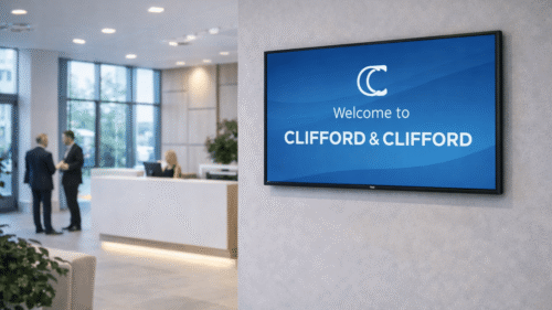 Corporate reception with iiyama 500 digital display