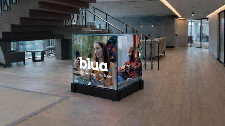 Digital LED cube screen mock up with corner capping