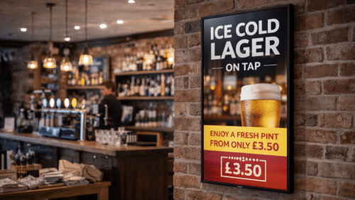 Pub iiyama digital screen with beer advert