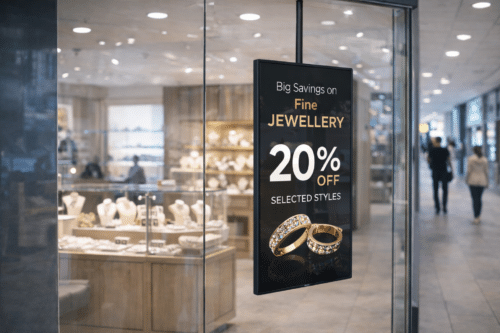 iiyama 500 digital signage screen in jewellery store window