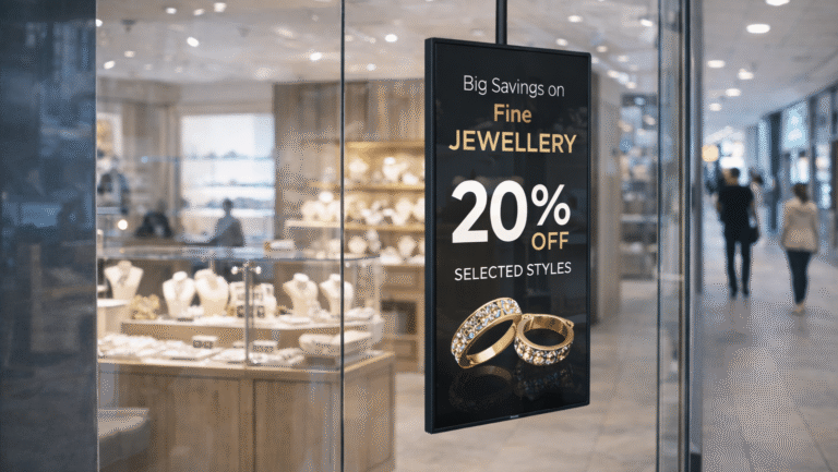 iiyama 500 digital signage screen in jewellery store window