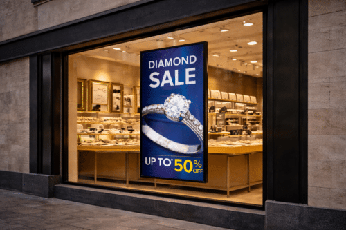 iiyama 800 digital screen in jewellers window