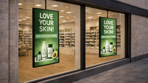 iiyama 800 digital screens in health store windows