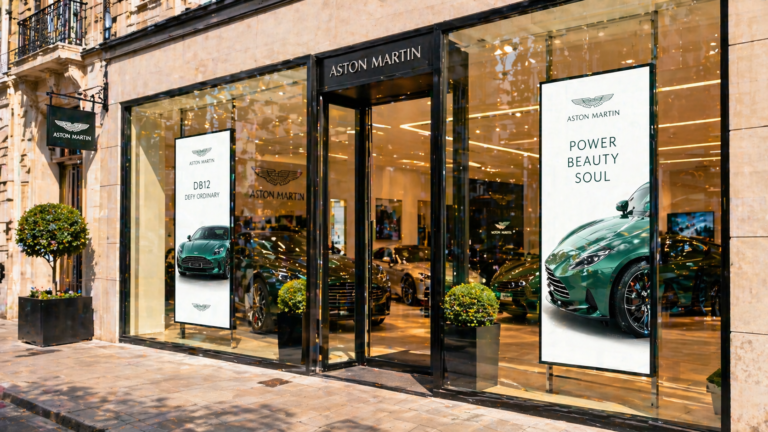 Car Showroom windows with Sony High Haze digital displays