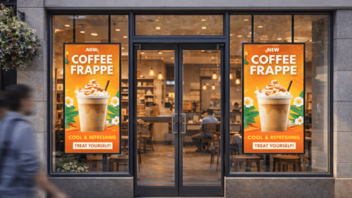 High Bright Digital Screens in coffee shop with summer advert