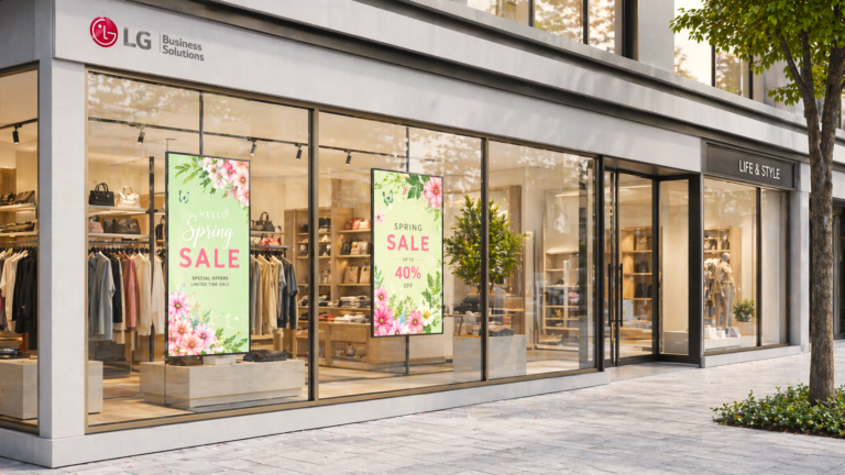 LG Ultra High Brightness Digital displays in clothes shop window
