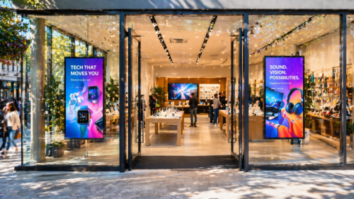 LG ultra high bright screens in tech shop windows