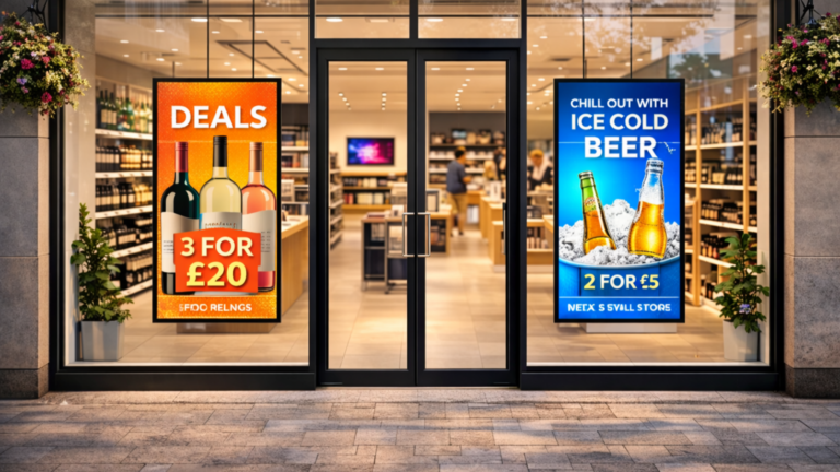 Off-license windows with LG Ultra High Brightness Displays