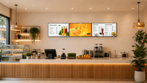 LG Digital Menu Boards in restaurant LG Digital Menu Boards in restaurant