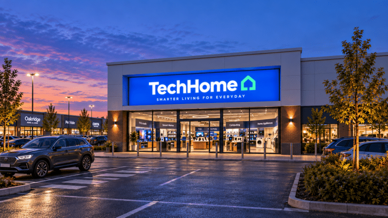 Front Loading Flex Face sign fitted in recess for Tech Store