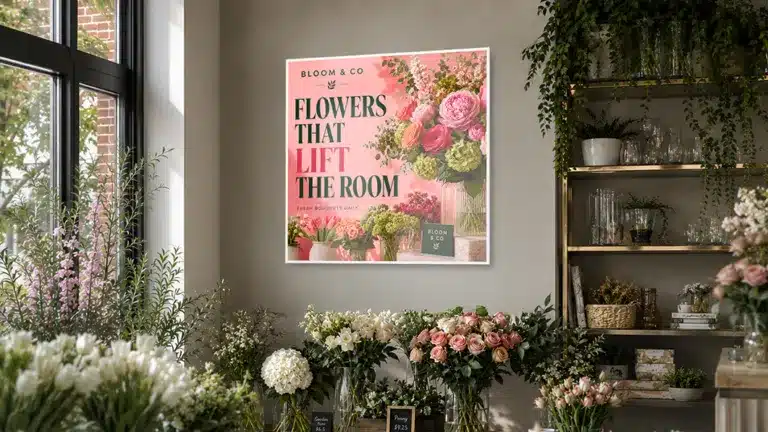 33 inch Square Digital Display in a Florist 33 inch Square Digital Display in a Florist